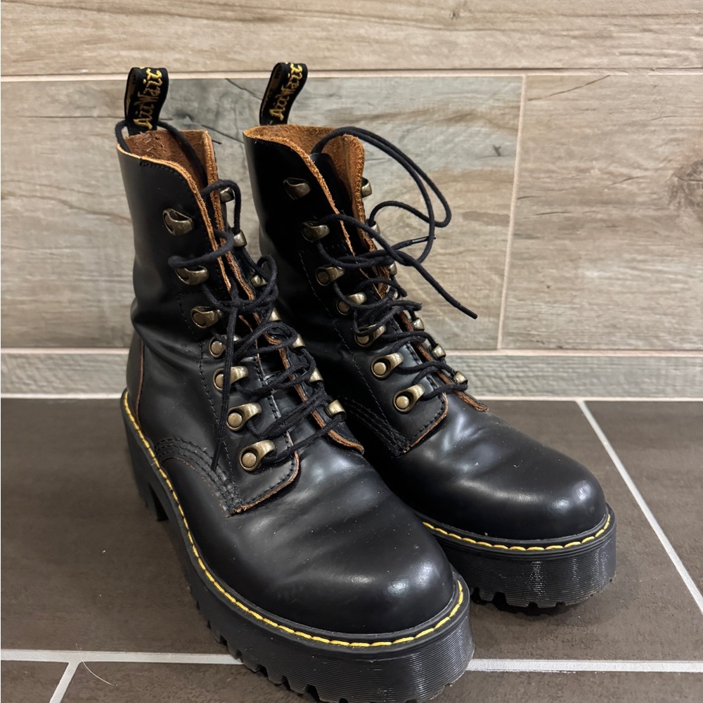 Dr. Martens - Black Leather Lace-Up Boots